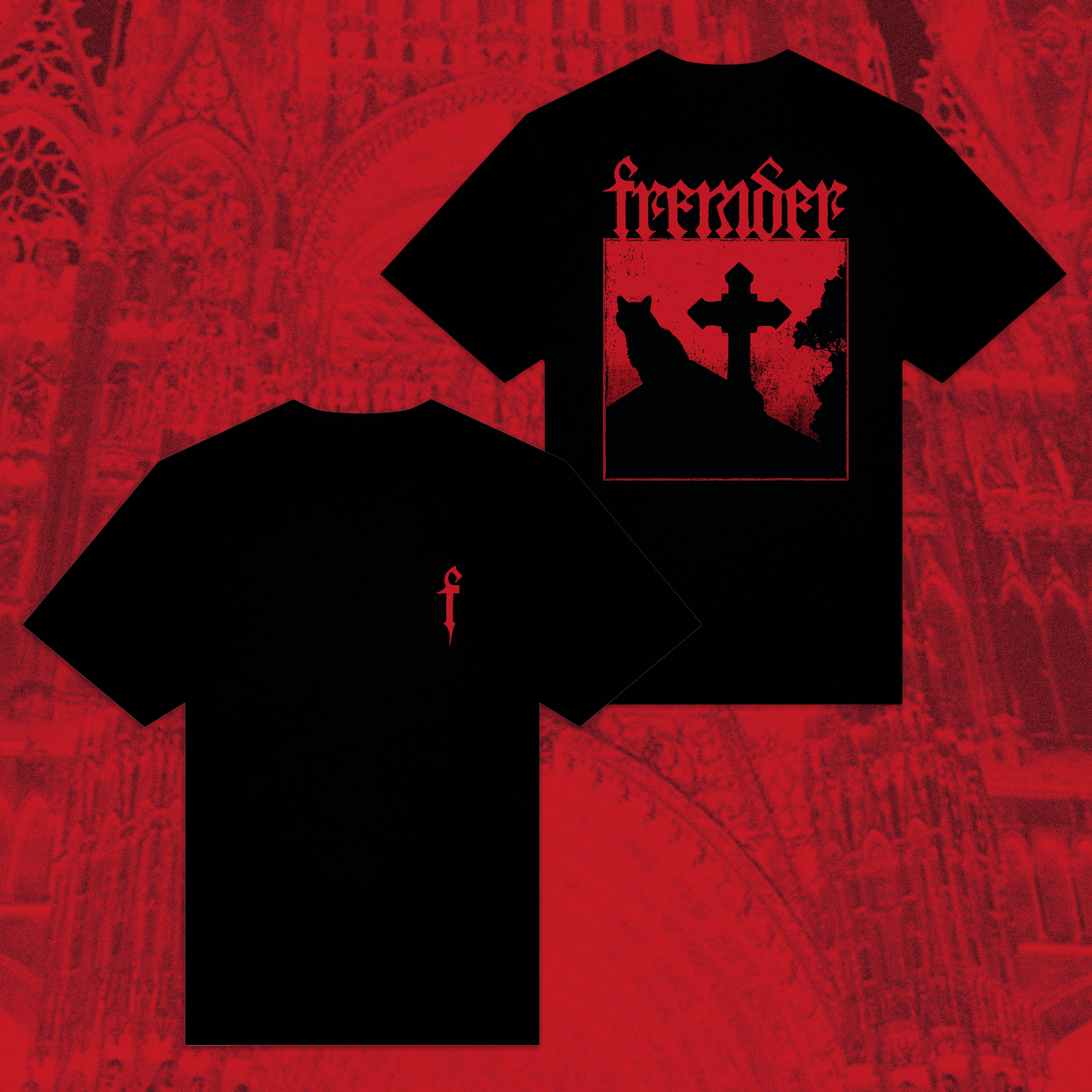 FREMDER T-Shirt Black "9-Leben" Red-Edit