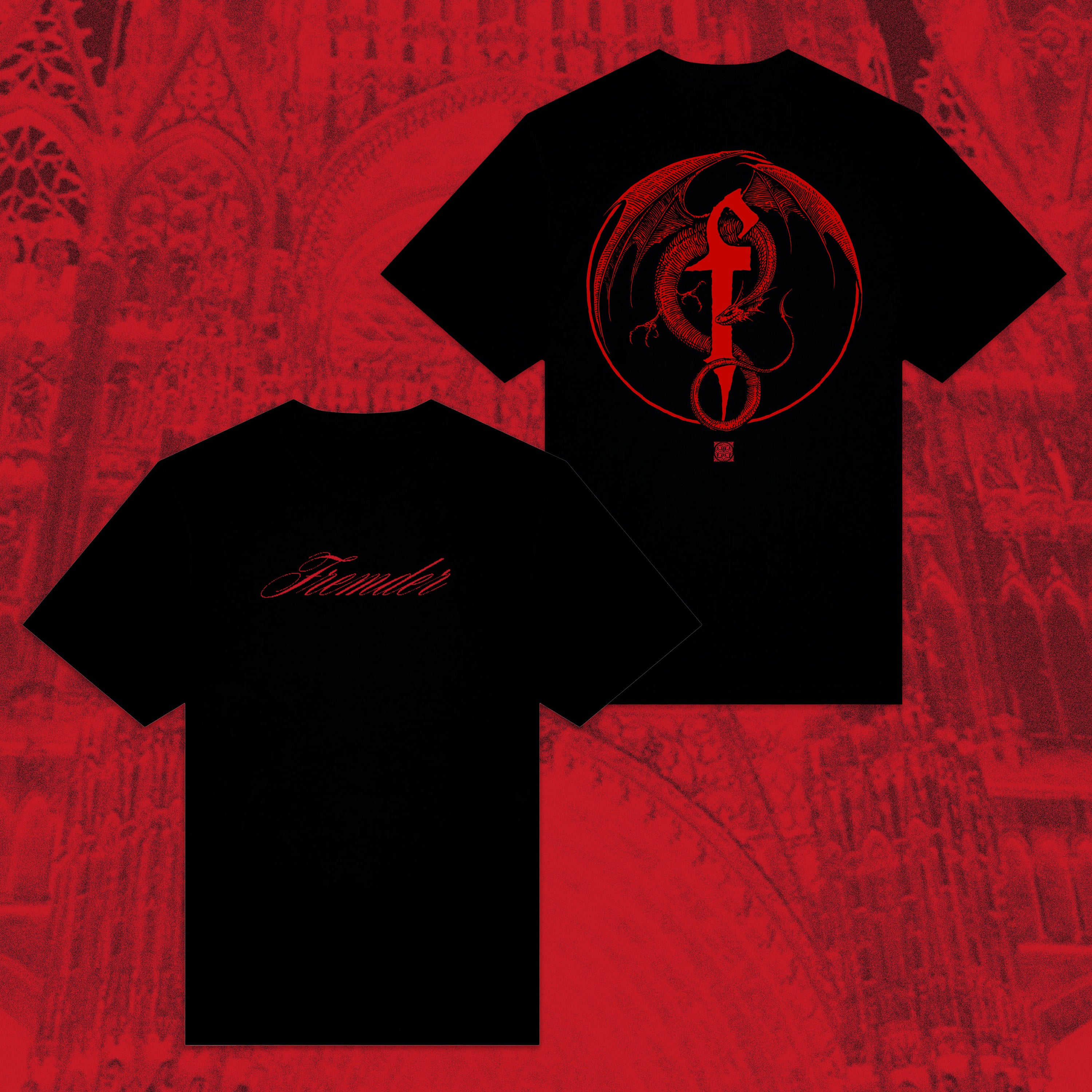 FREMDER T-Shirt Black "Drache" Red-Edit