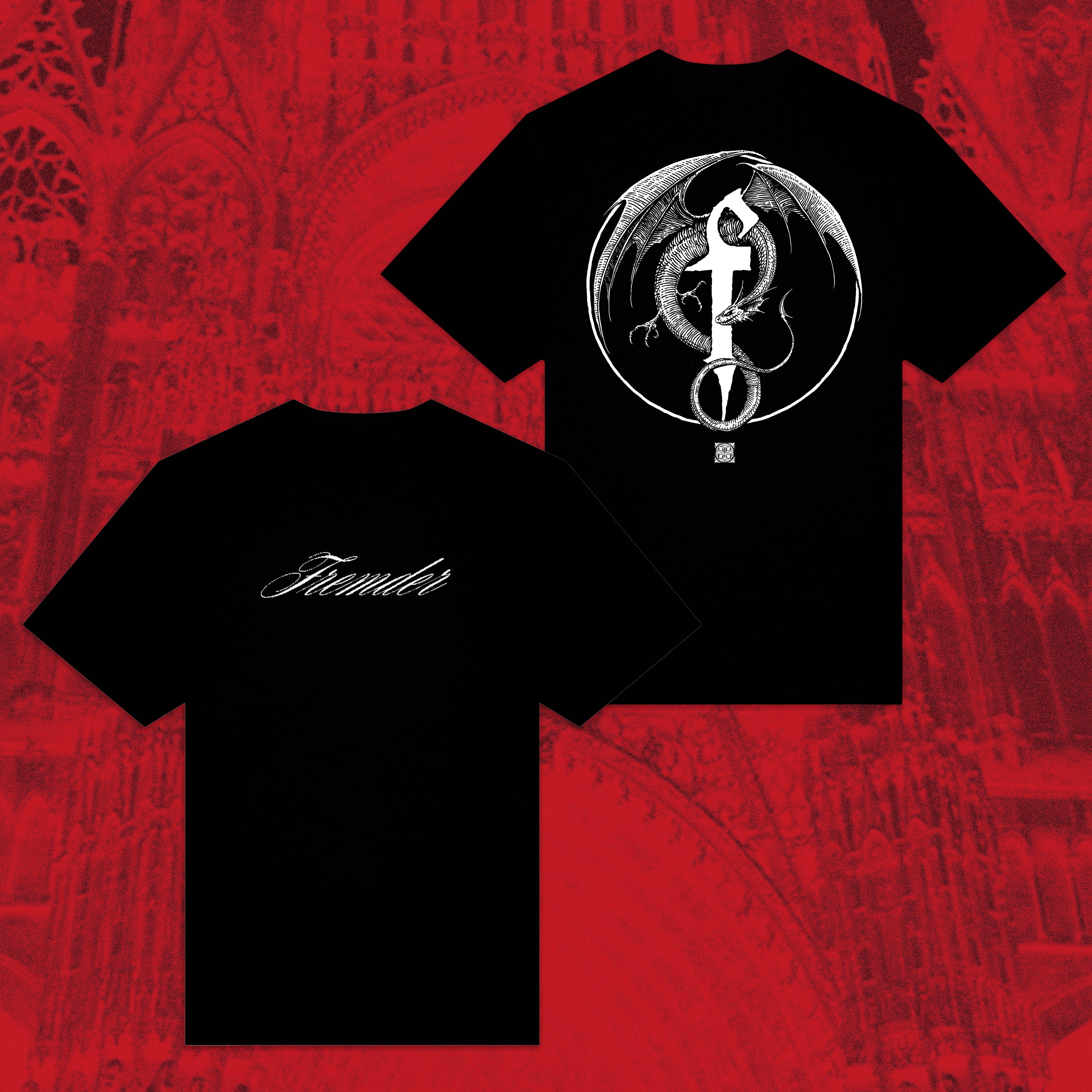 FREMDER T-Shirt Black "Drache" White-Edit